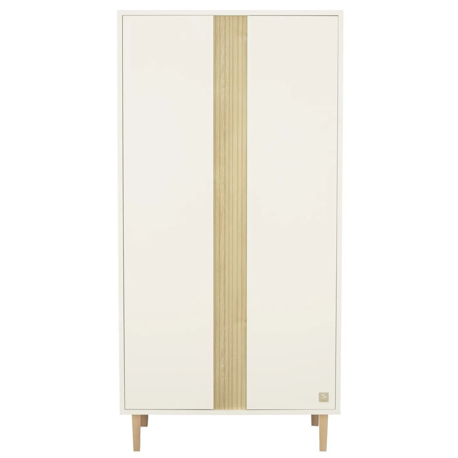 Sauthon Armoire 2 portes Paloma Blanc Neige/Chêne Strié Sépia/Hêtre Vernis