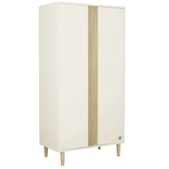 Sauthon Armoire 2 portes Paloma Blanc Neige/Chêne Strié Sépia/Hêtre Vernis