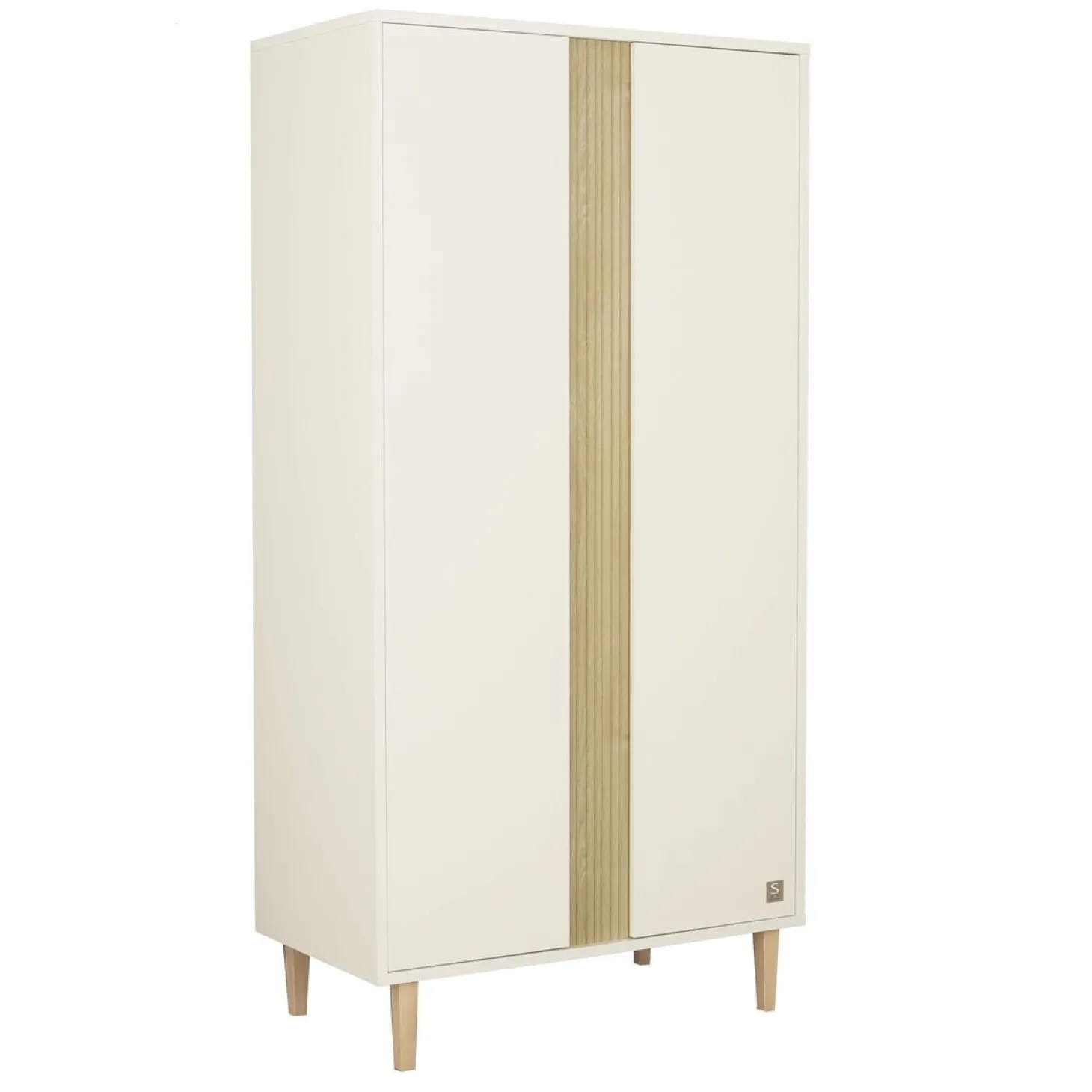 Sauthon Armoire 2 portes Paloma Blanc Neige/Chêne Strié Sépia/Hêtre Vernis
