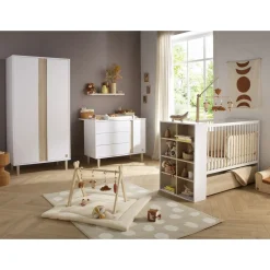 Sauthon Armoire 2 portes Paloma Blanc Neige/Chêne Strié Sépia/Hêtre Vernis