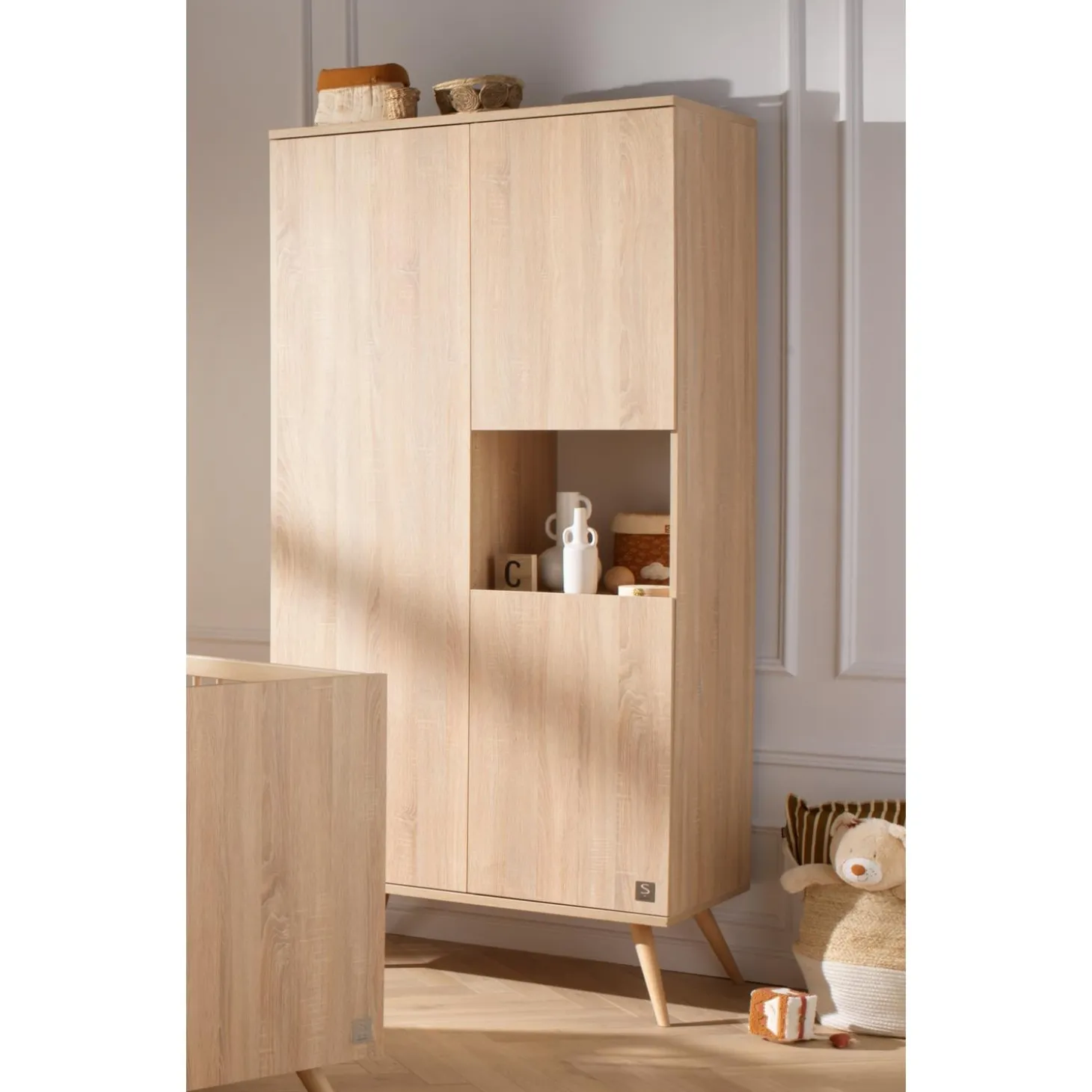 Sauthon Armoire 3 portes Seventies Chêne Doré