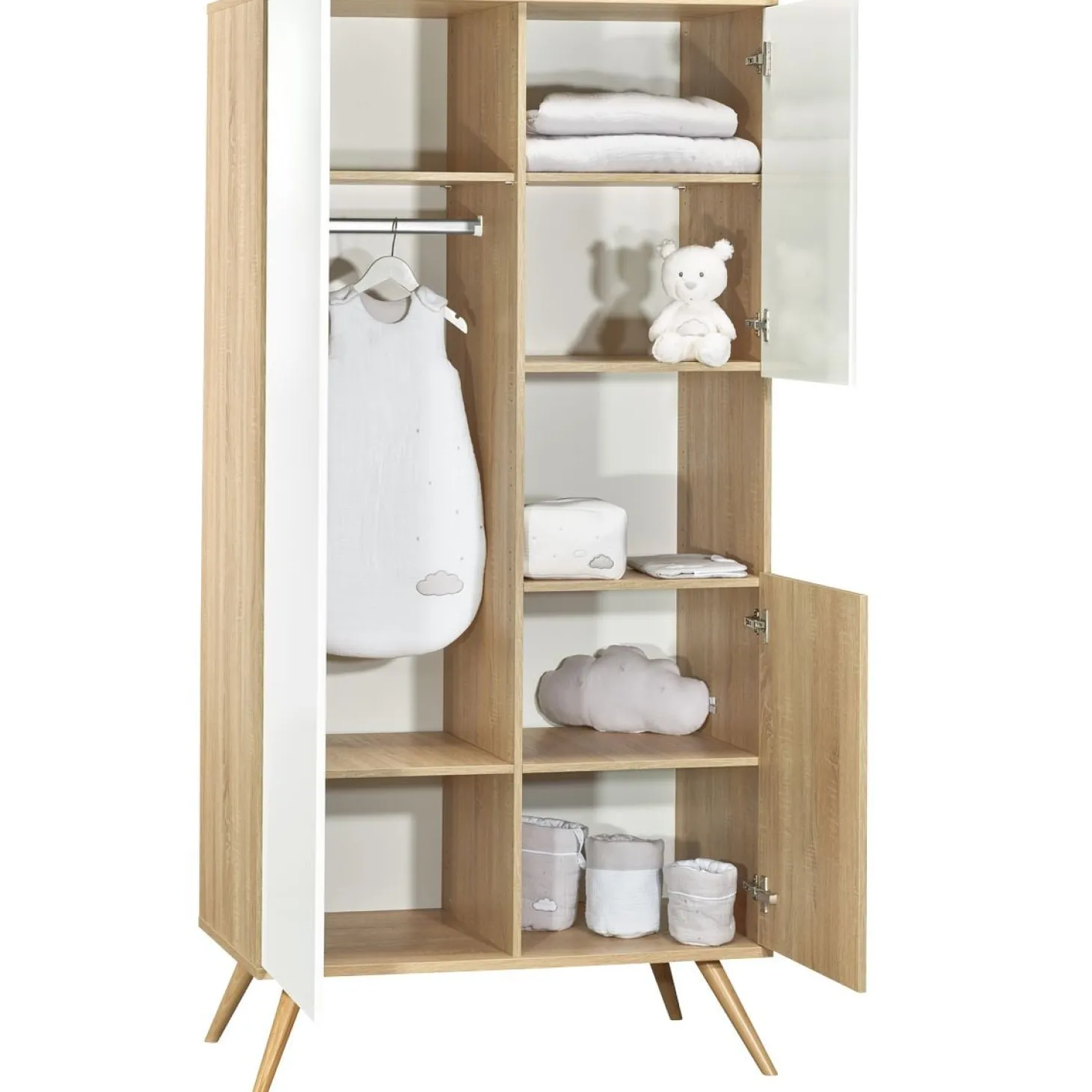 Sauthon Armoire 3 portes Seventies Chêne Doré