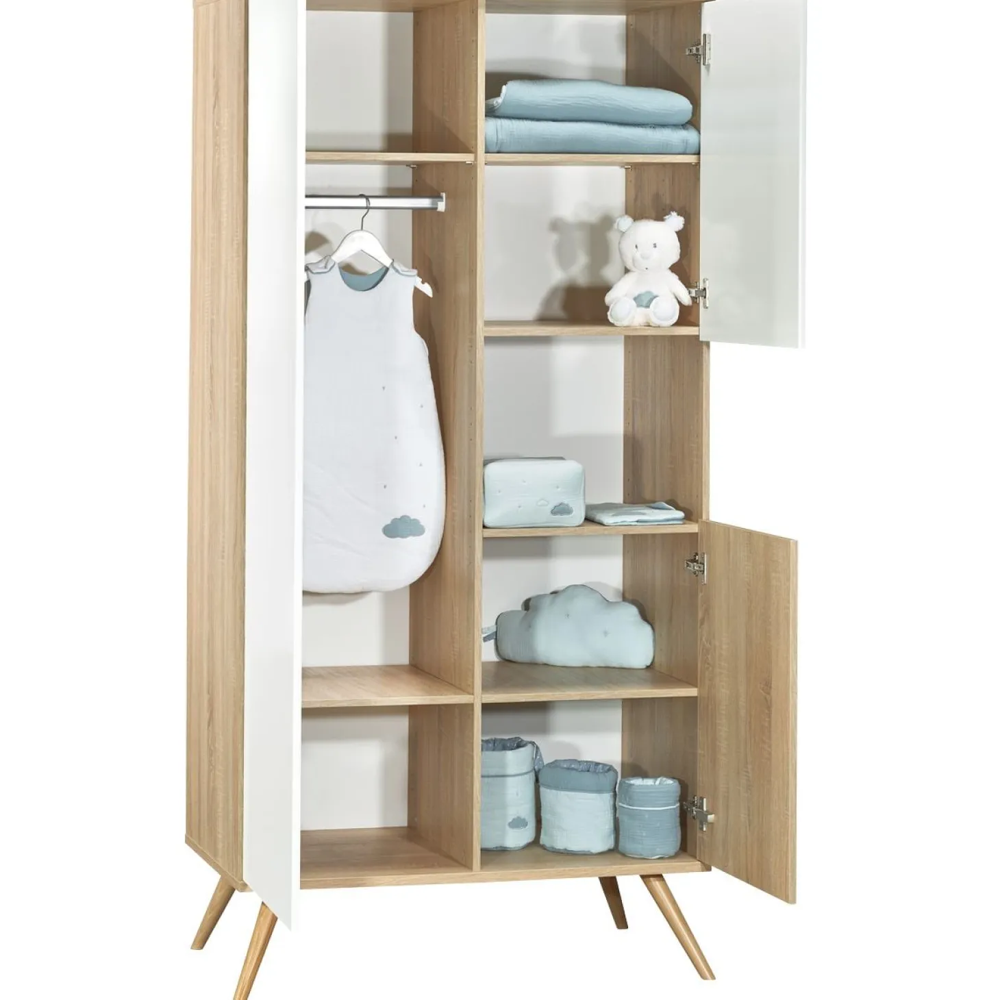 Sauthon Armoire 3 portes Seventies Chêne Doré