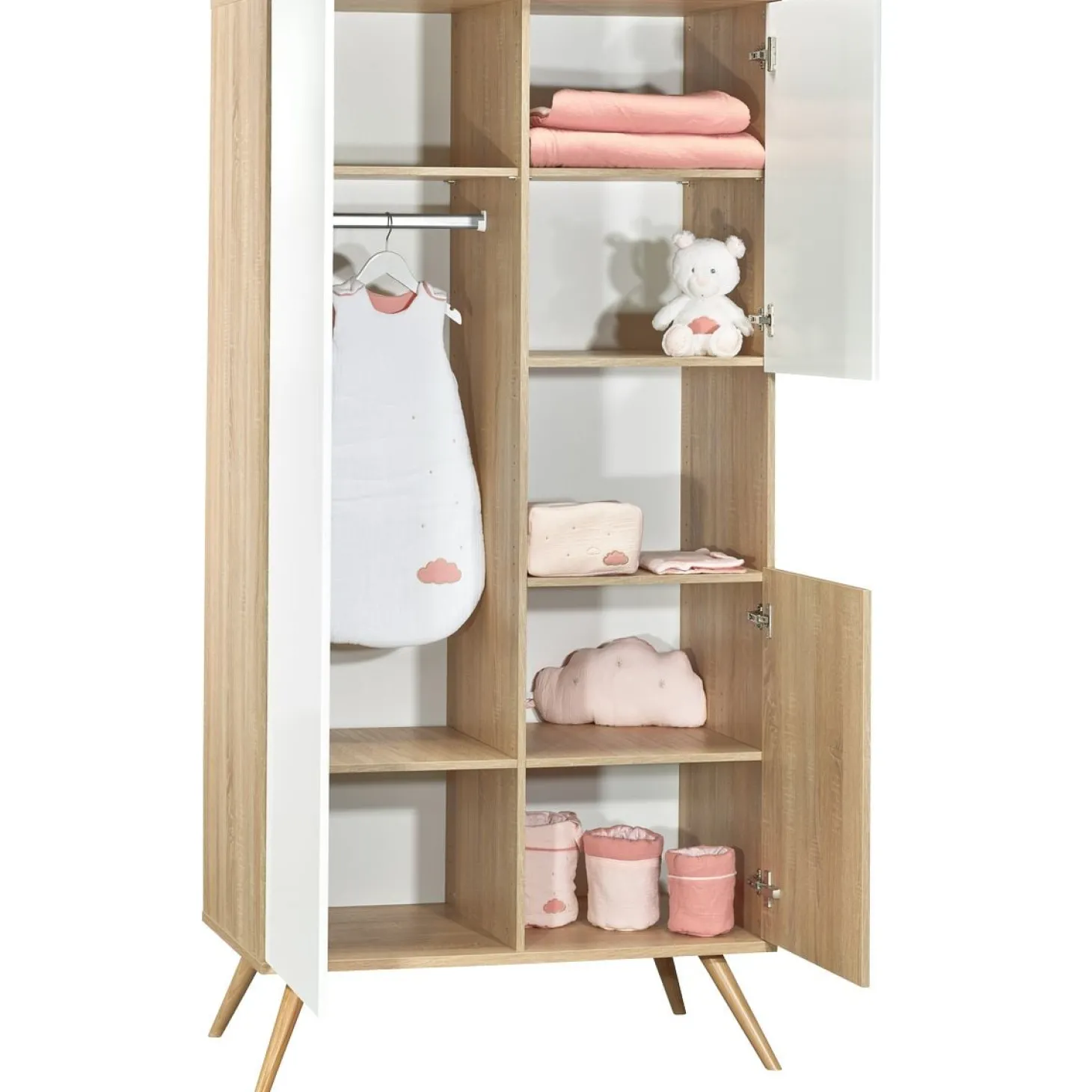 Sauthon Armoire 3 portes Seventies Chêne Doré