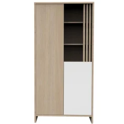 Sauthon Armoire 2 porte Tokyo Chêne Suave - Blanc