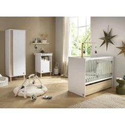 Sauthon                    Armoirette 1 porte Paloma    Blanc Neige/Chêne Strié Sépia/Hêtre Vernis