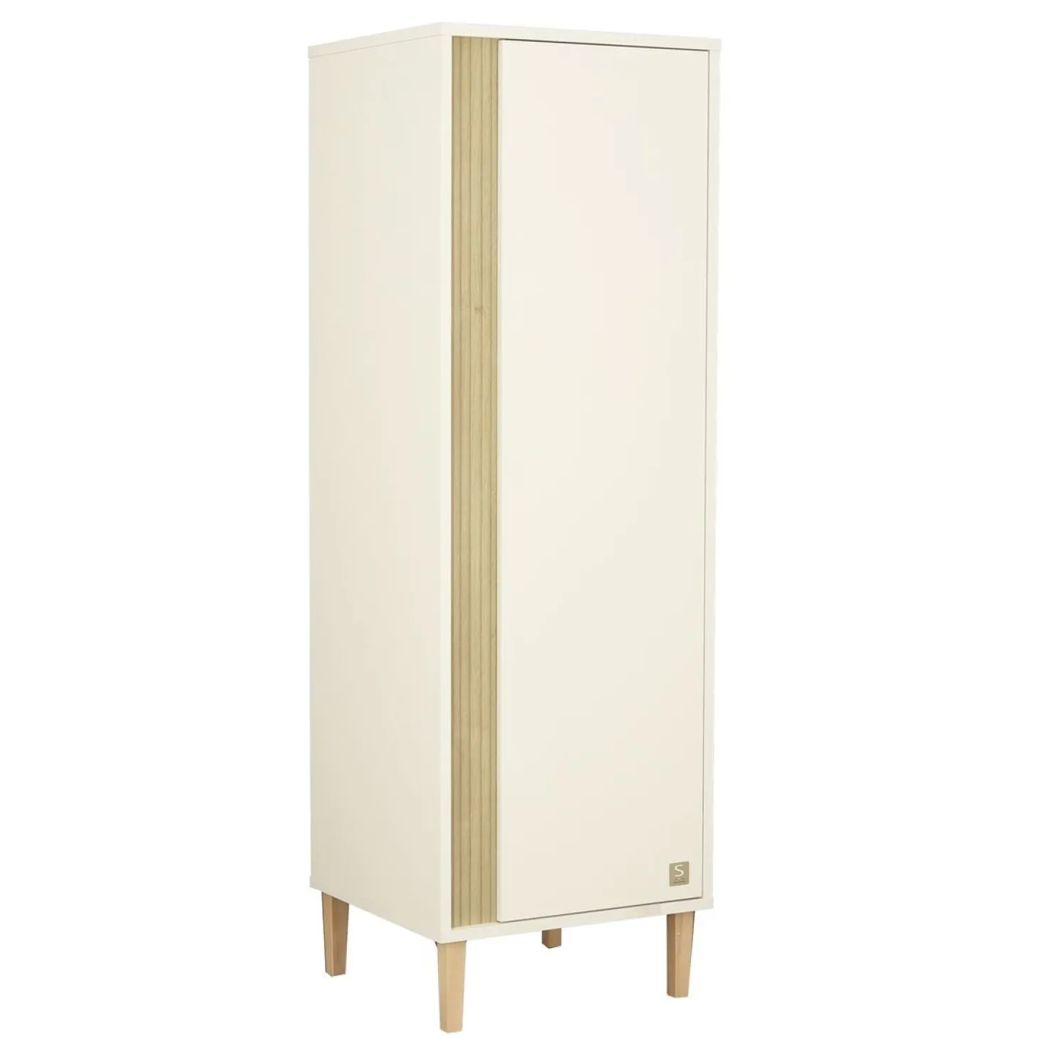 Sauthon Armoirette 1 porte Paloma Blanc Neige/Chêne Strié Sépia/Hêtre Vernis