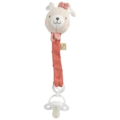 Sauthon                    Attache Sucette Petit Coeur    Beige Chiné/Rose Poudré