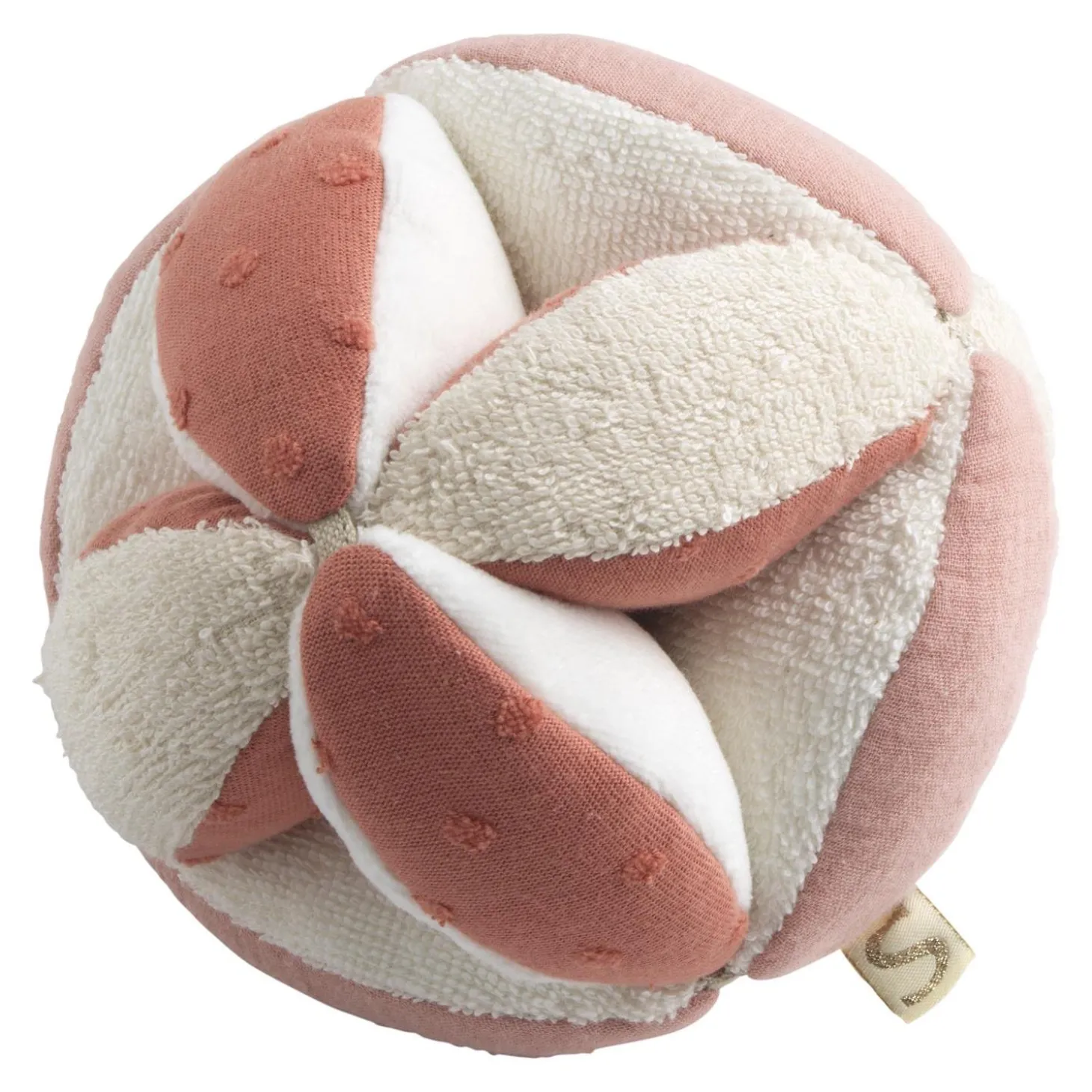 Sauthon Balle Sensorielle Petit Coeur Beige Chiné/Rose Poudré