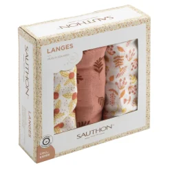 Sauthon Boite de 3 langes bio Esmee Blanc