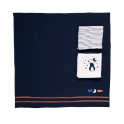 Sauthon Boite de 3 langes coton bio Baby Sailor Bleu