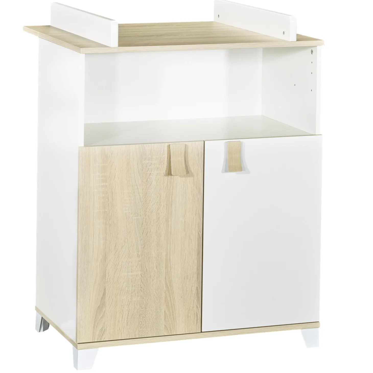 Sauthon Commode Avec Dispositif à Langer 2 Portes 1 Niche Liaam Chêne Sand / Blanc