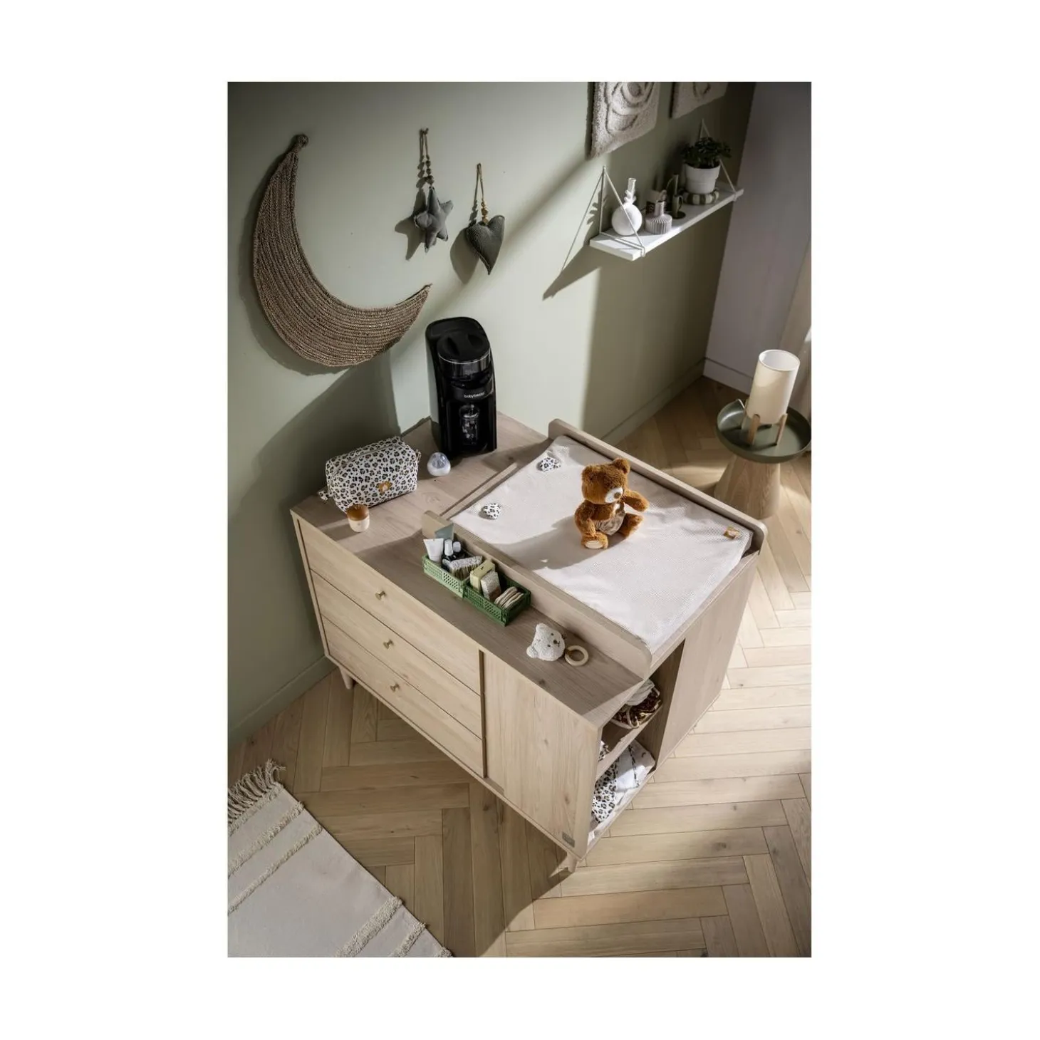Sauthon Commode Ilot Bébé Chêne Suave/Hêtre Brut