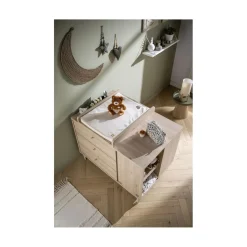 Sauthon Commode Ilot Bébé Chêne Suave/Hêtre Brut
