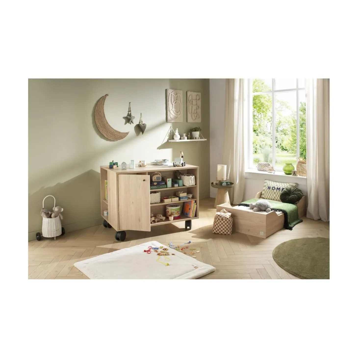 Sauthon Commode Ilot Bébé Chêne Suave/Hêtre Brut