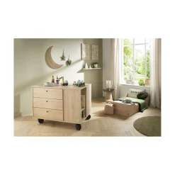 Sauthon Commode Ilot Bébé Chêne Suave/Hêtre Brut