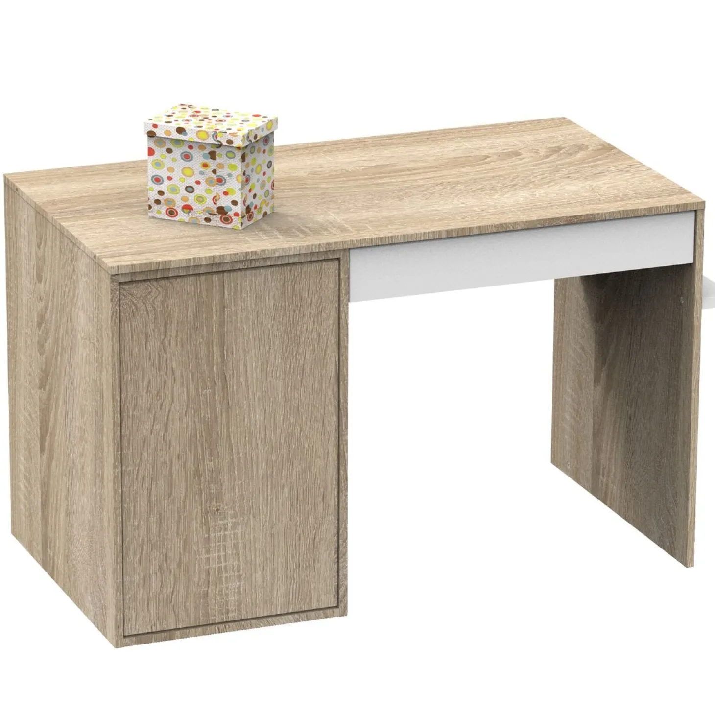 Sauthon Commode à langer évolutive en bureau Nova Chêne Doré - Blanc Lin