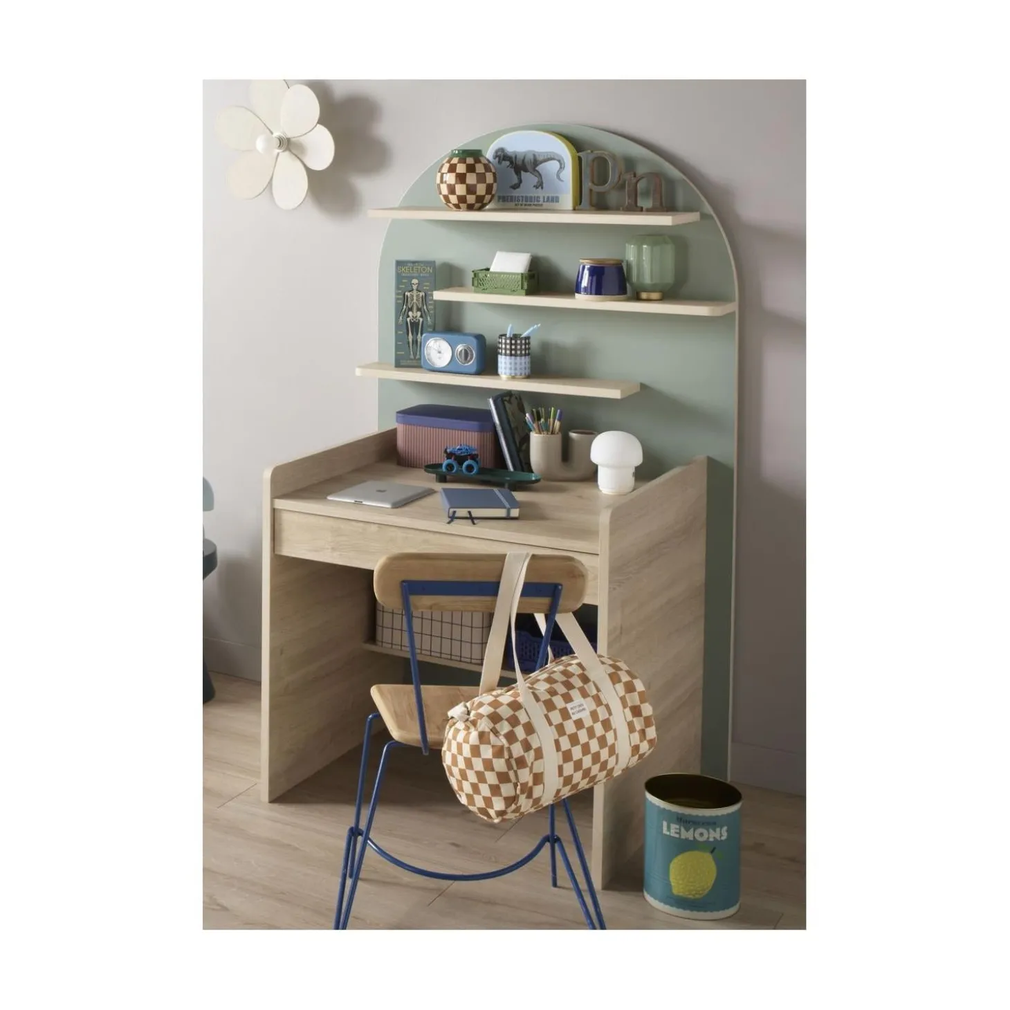 Sauthon Commode à langer évolutive en Bureau Arche Chêne Sépia/Sauge Arche