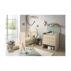 Sauthon Commode à langer évolutive en Bureau Arche Chêne Sépia/Sauge Arche