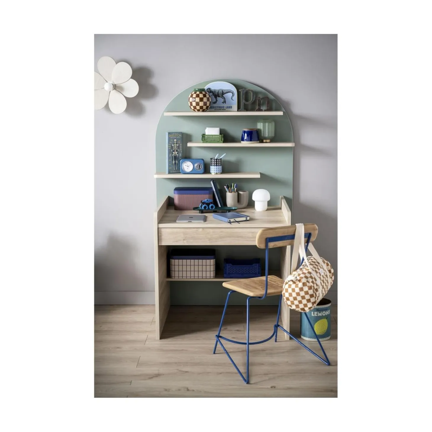 Sauthon Commode à langer évolutive en Bureau Arche Chêne Sépia/Sauge Arche