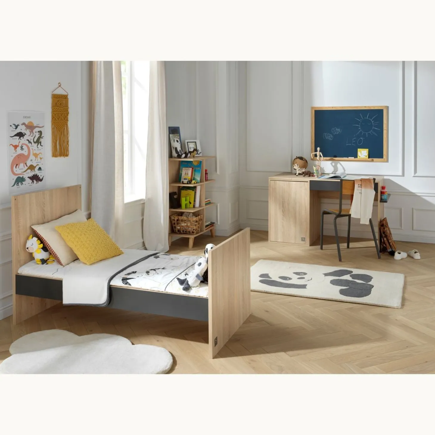 Sauthon Commode à langer évolutive en bureau Nova Chêne Doré - Gris Volcan