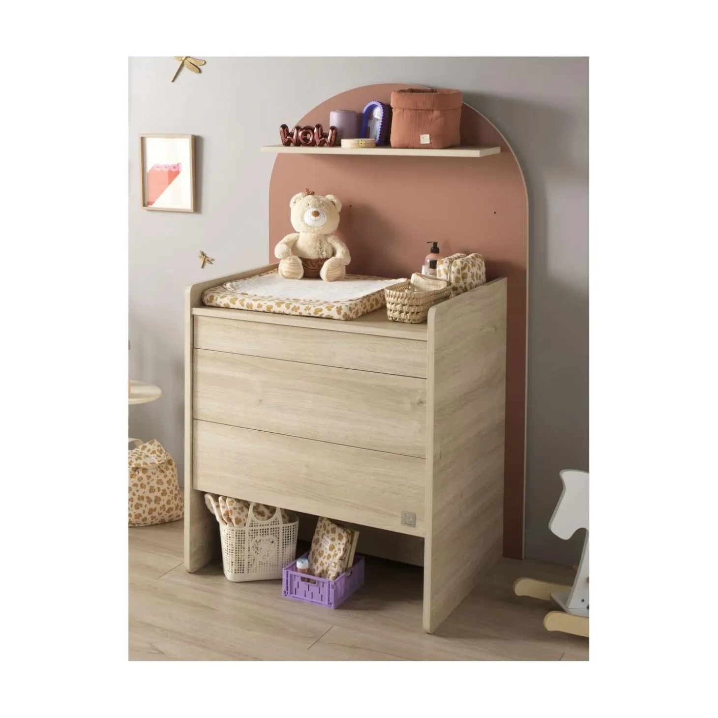 Sauthon Commode à langer évolutive en Bureau Arche Chêne Sépia/Terracotta Arche