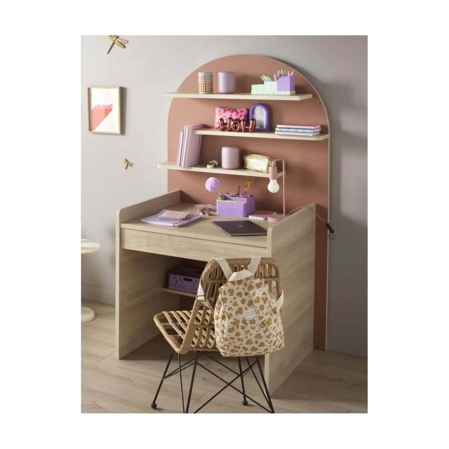 Sauthon Commode à langer évolutive en Bureau Arche Chêne Sépia/Terracotta Arche