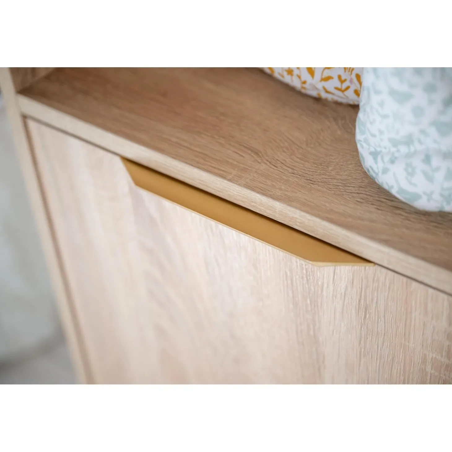 Sauthon Commode 2 porte Azur avec dispositif à langer Chêne Doré