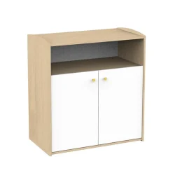Sauthon Commode 2 Portes Blanches 1 Niche Alice Chêne Suave / Blanc