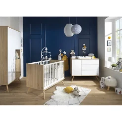 Sauthon                    Commode porte + 3 tiroirs Seventies    Blanc