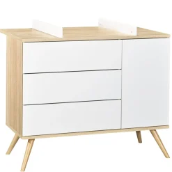 Sauthon                    Commode porte + 3 tiroirs Seventies    Blanc