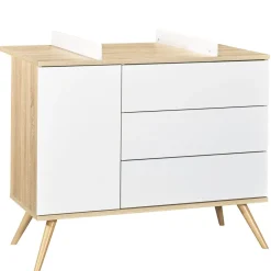 Sauthon                    Commode porte + 3 tiroirs Seventies    Blanc
