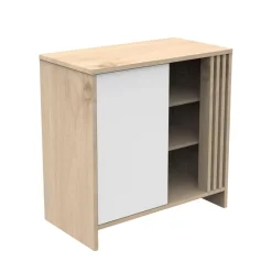 Sauthon Commode 1 porte Tokyo Chêne Suave - Blanc