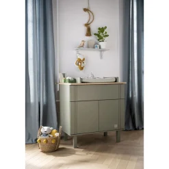 Sauthon Commode 1 tiroir et 2 portes Eléonore Kaki - Chêne Doré