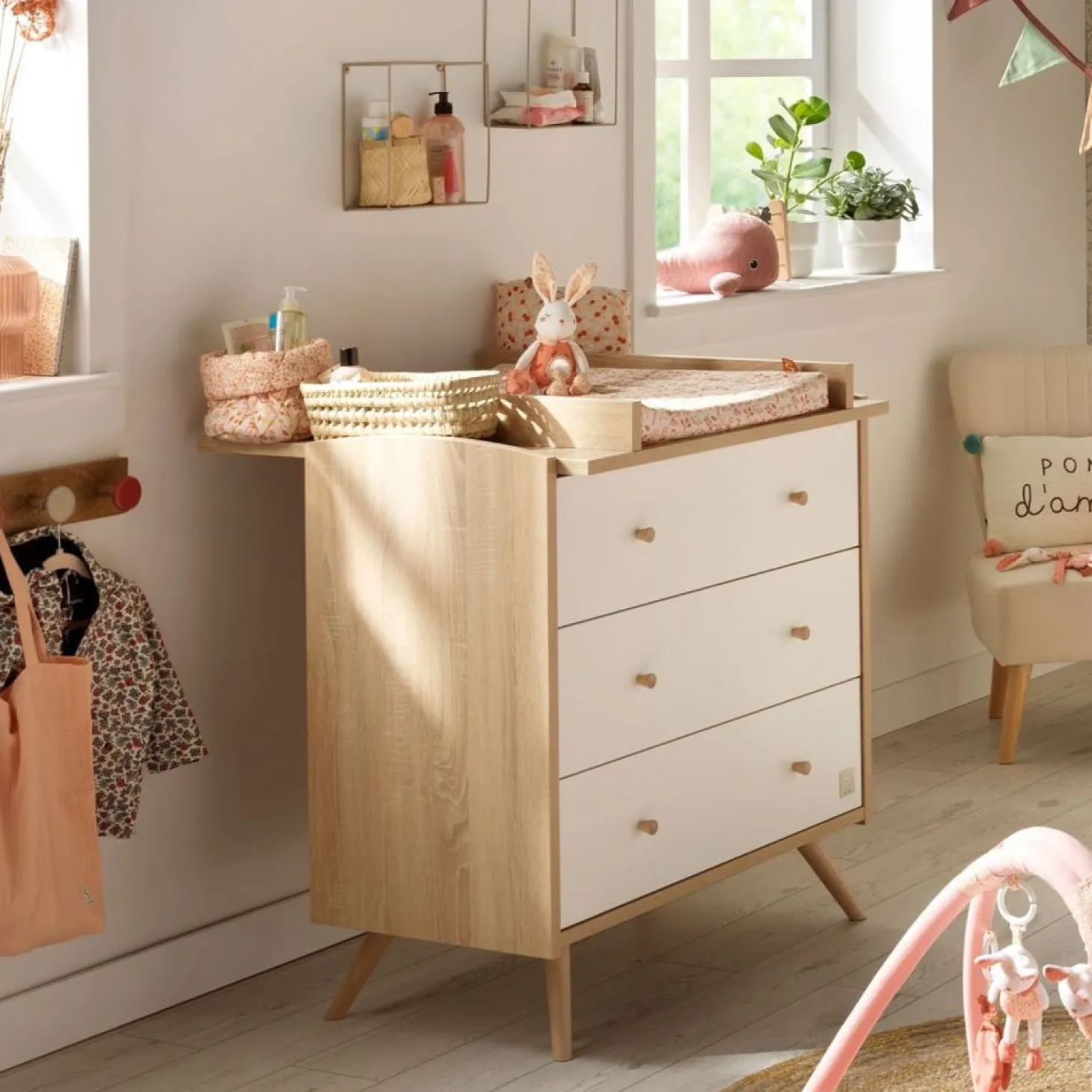 Sauthon Commode 3 tiroirs Access Chêne Doré - Blanc