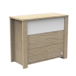 Sauthon Commode 3 tiroirs Antonin Chêne Noisette Et Blanc