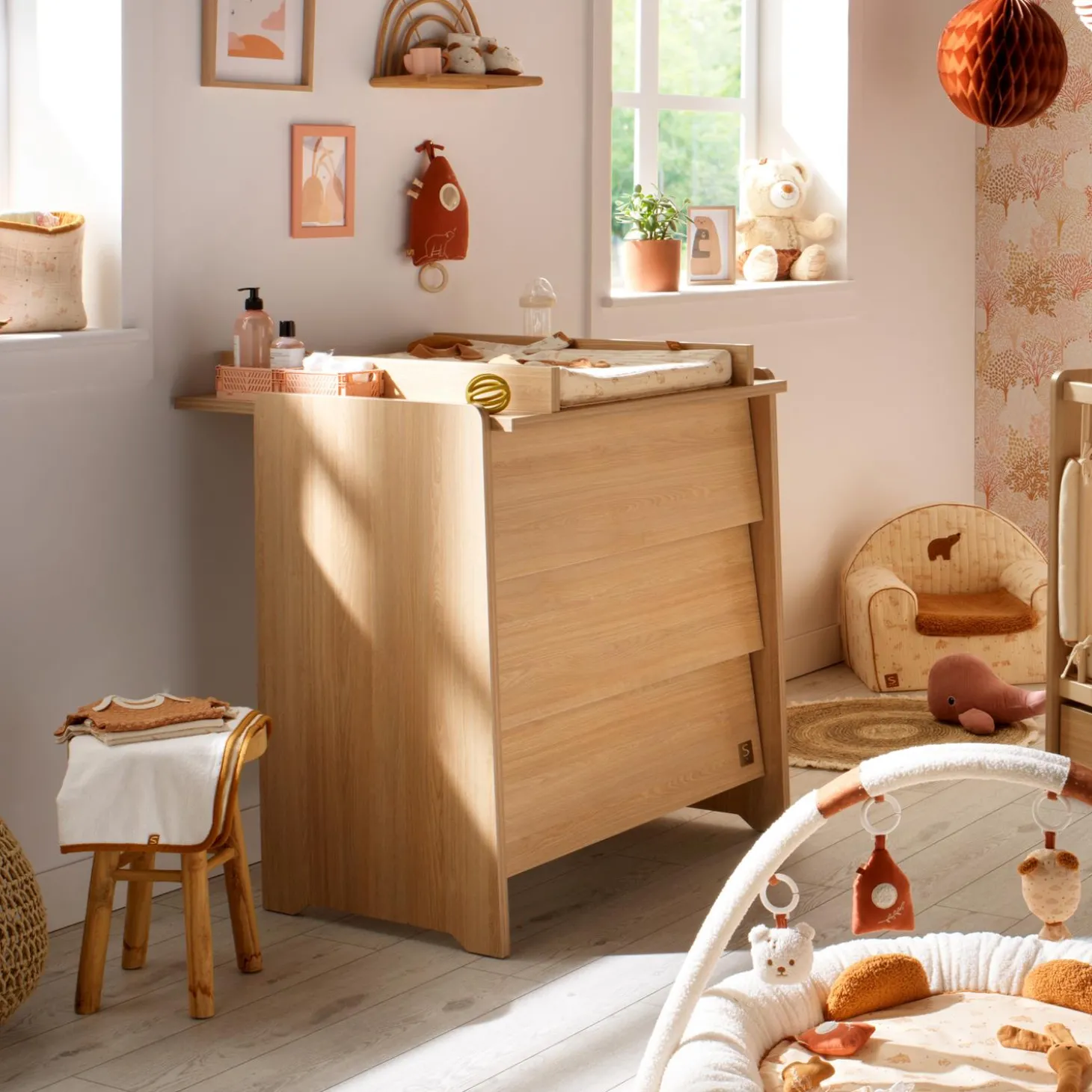 Sauthon Commode 3 tiroirs cannelle Chêne Miel