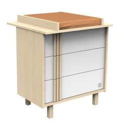 Sauthon                    Commode 3 tiroirs Nature    Chêne Velours - Blanc