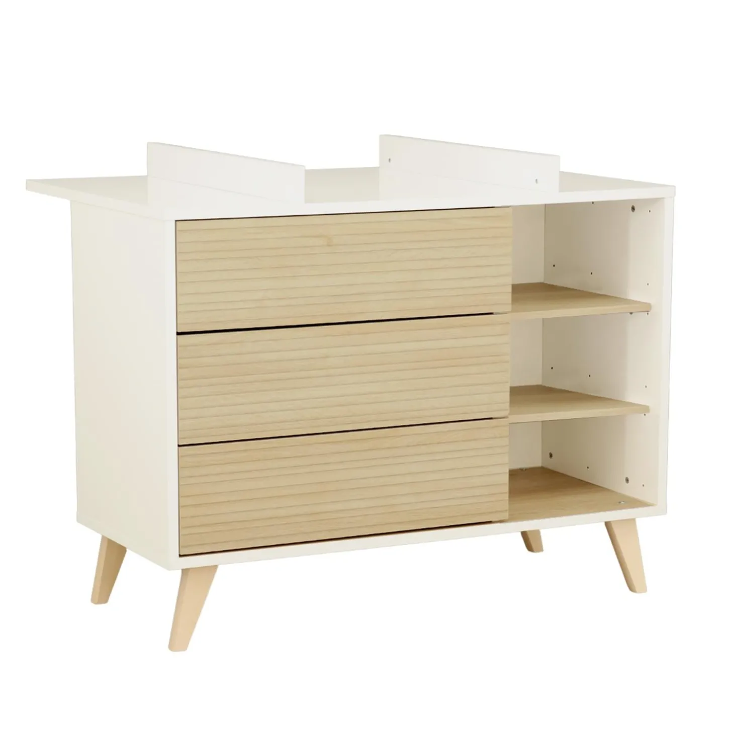 Sauthon Commode 3 Tiroirs 3 Niches Kronos Blanc / décor bois