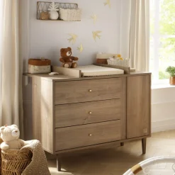 Sauthon                    Commode 3 tiroirs 1 porte Mokka    Chêne/Chêne Strié/Chêne Foncé