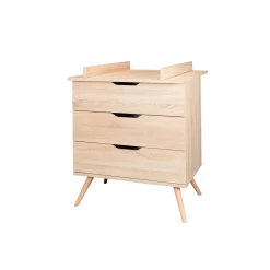 Sauthon Commode 3 Tiroirs Sixties Bois Chêne doré / Hêtre vernis naturel