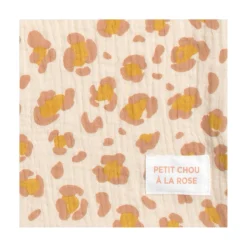 Sauthon                    Couverture Motif Léopard Petit Chou    Ecru/Caramel/Vieux Rose