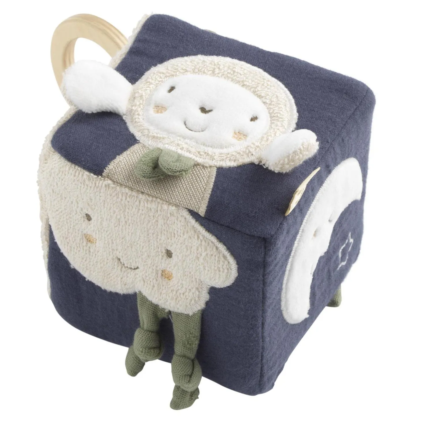 Sauthon Cube d'activités Petit Nuage Bleu Orage/Beige Chiné/Vert Olive