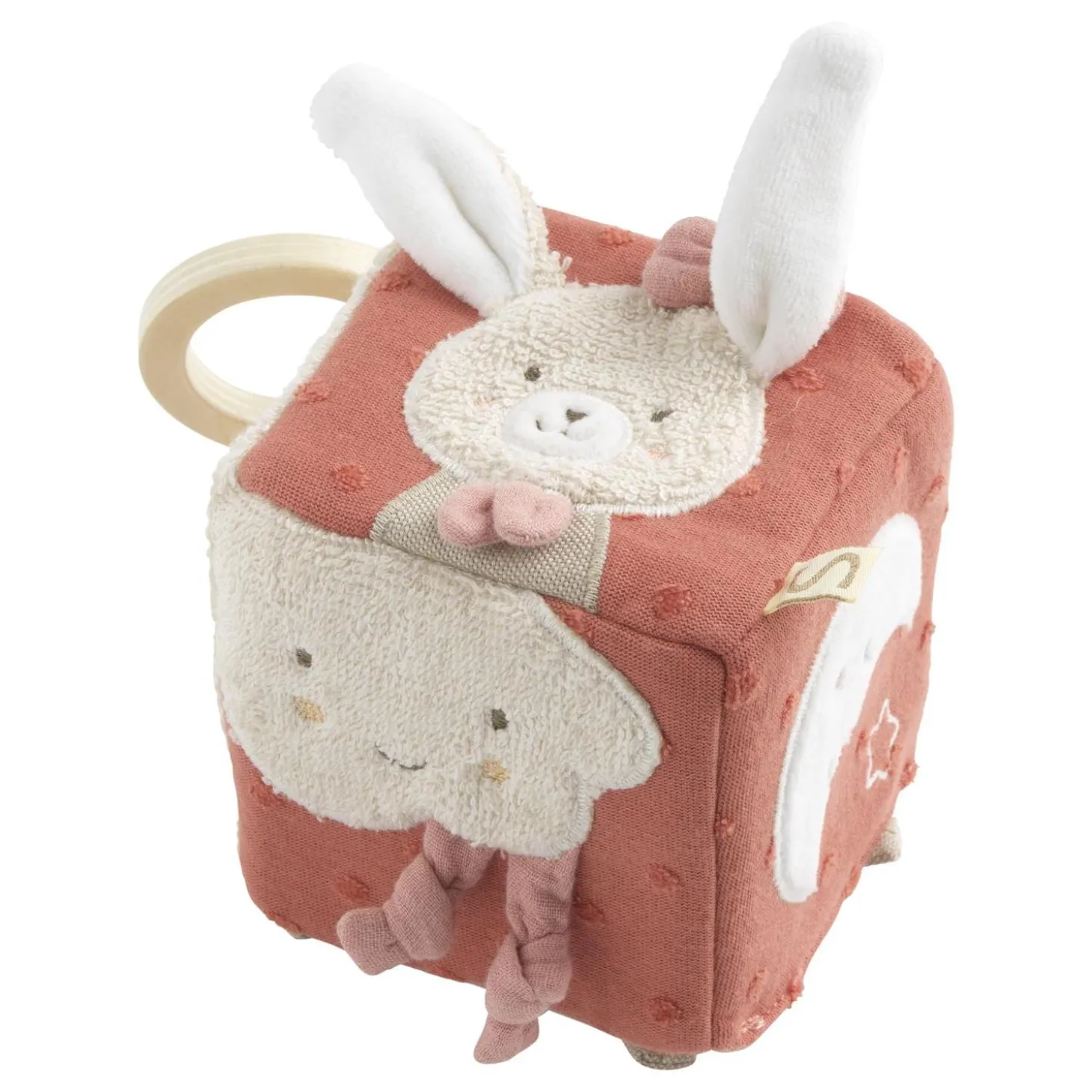 Sauthon Cube d'activités Petit Coeur Beige Chiné/Rose Poudré