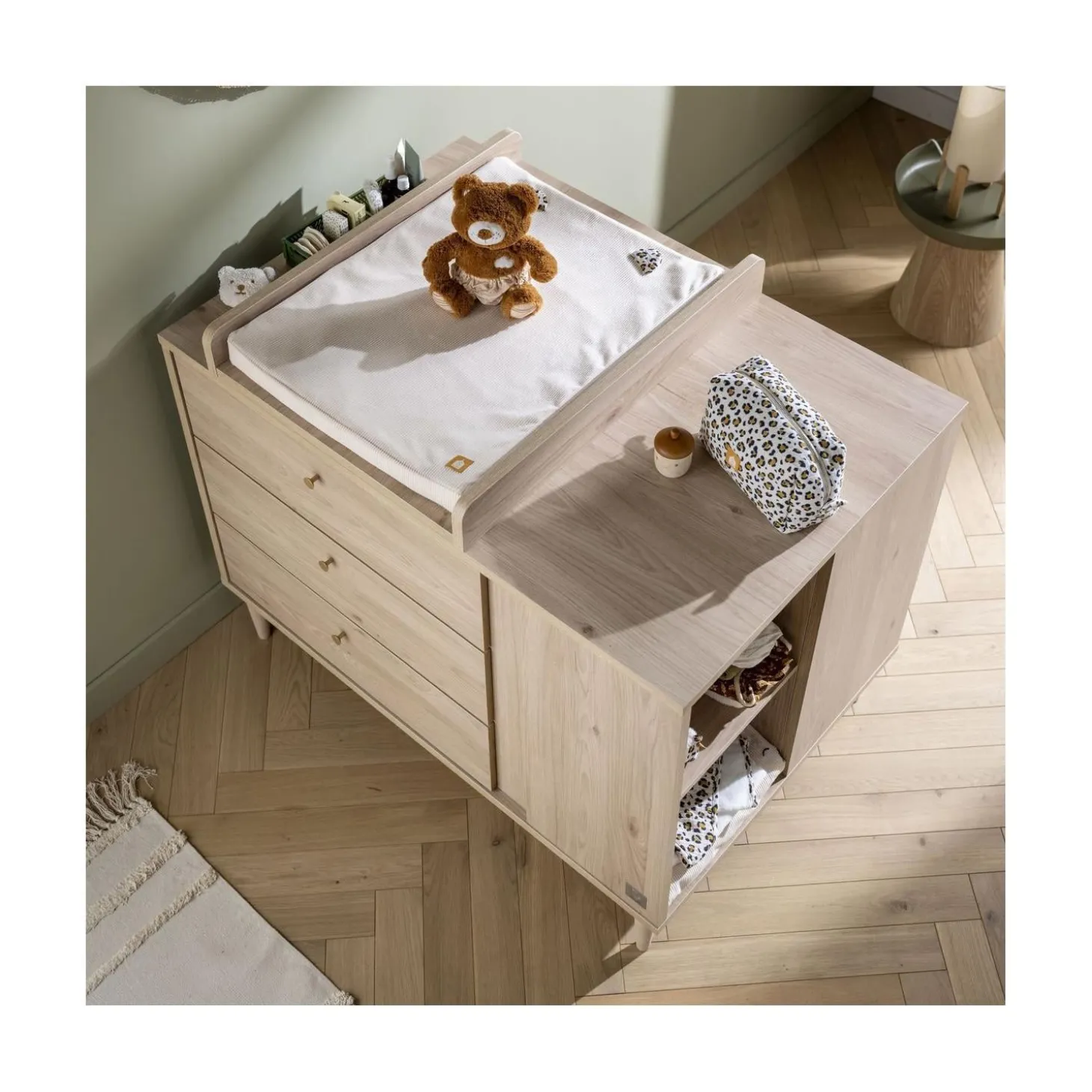 Sauthon Dispositif à langer Multipositions Ilot Bébé Chêne Suave
