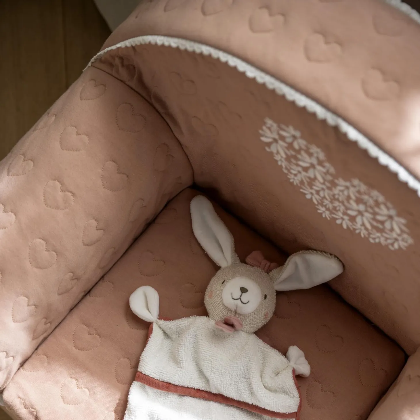 Sauthon Fauteuil Club Petit Coeur Rose Poudré/Beige Chiné