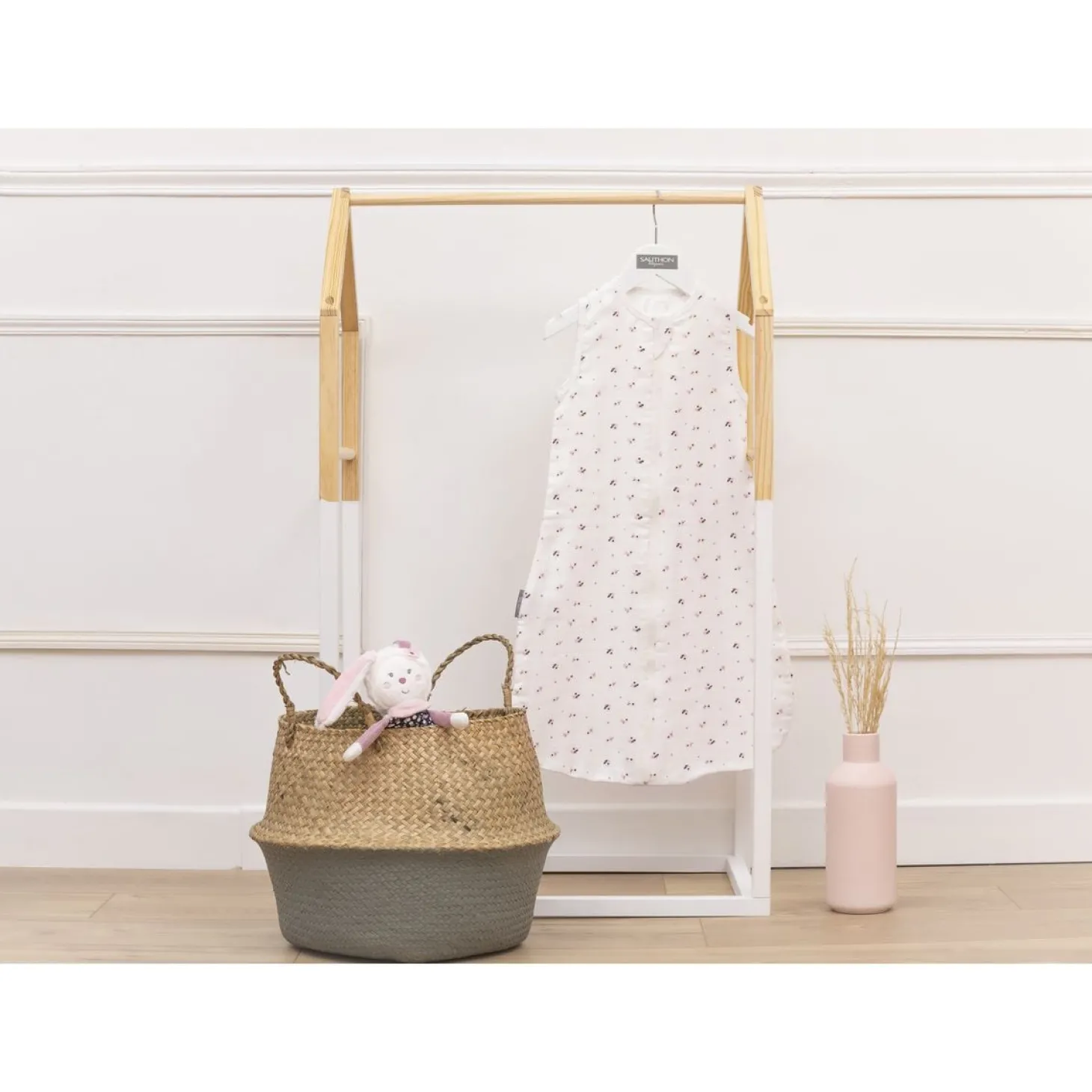 Sauthon Gigoteuse lange BIO Miss Fleur de Lune Blanc - Rose 0-6 mois