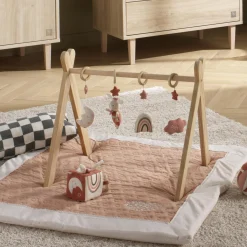 Sauthon Grand Tapis Petit Coeur Rose Poudré/Beige Chiné