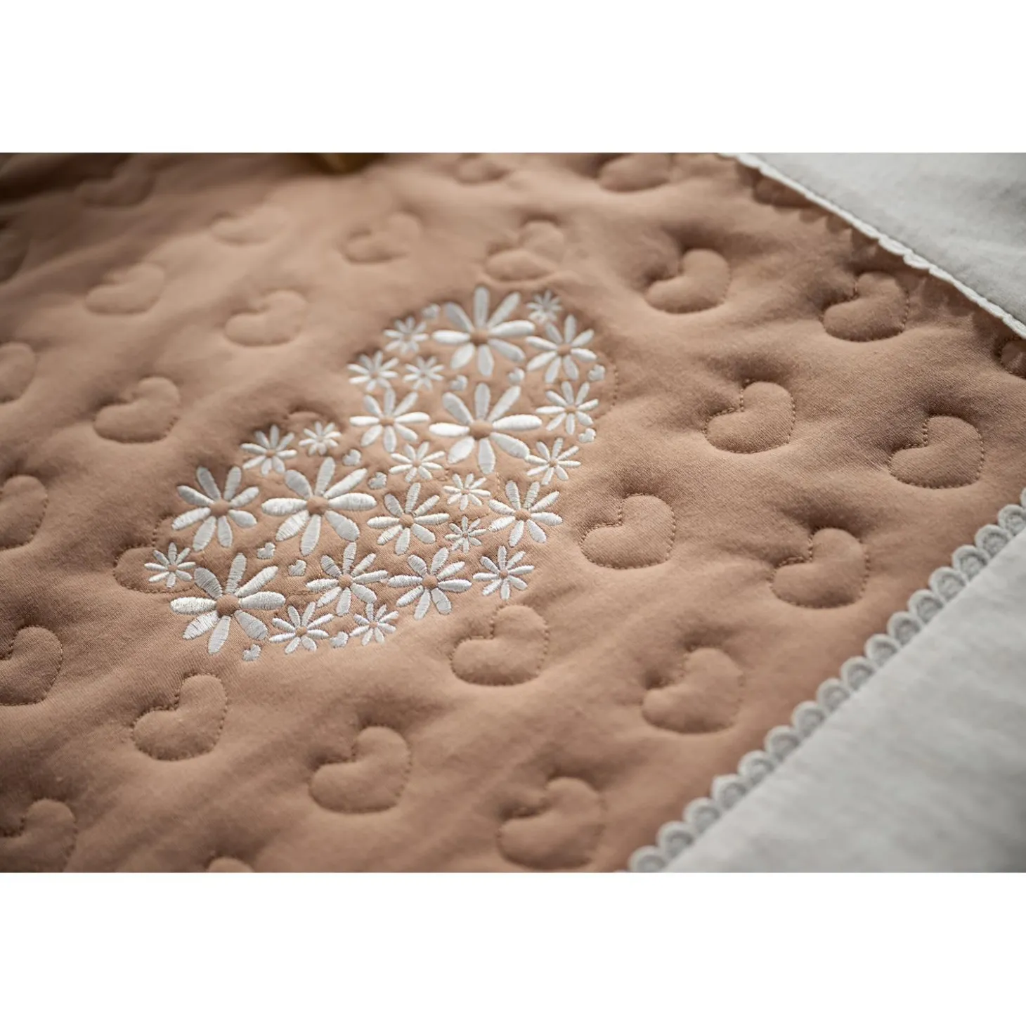 Sauthon Grand Tapis Petit Coeur Rose Poudré/Beige Chiné