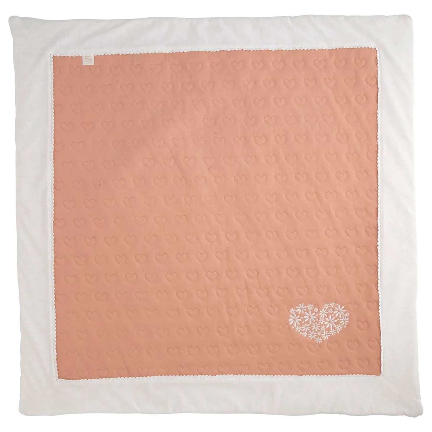 Sauthon Grand Tapis Petit Coeur Rose Poudré/Beige Chiné